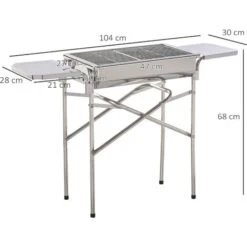 Outsunny Barbecue A Carbonella Grill BBQ Da Giardino Balcone Con Piano D’Appoggio Esterno Acciaio Inox 104 × 30 × 68cm -Barbecue Forniture Negozio 11608302 3