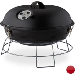 Relaxdays Barbecue A Sfera, Portatile, Con Coperchio, Ampia Superficie Di Cottura, Carbonella In Legno, Ø36cm, Nero