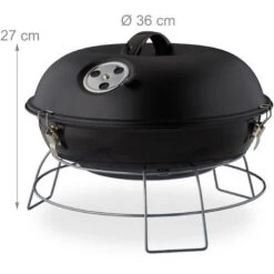 Relaxdays Barbecue A Sfera, Portatile, Con Coperchio, Ampia Superficie Di Cottura, Carbonella In Legno, Ø36cm, Nero 10 Relaxdays Barbecue A Sfera, Portatile, Con Coperchio, Ampia Superficie Di Cottura, Carbonella In Legno, Ø36cm, Nero -Barbecue Forniture Negozio 13220465 4