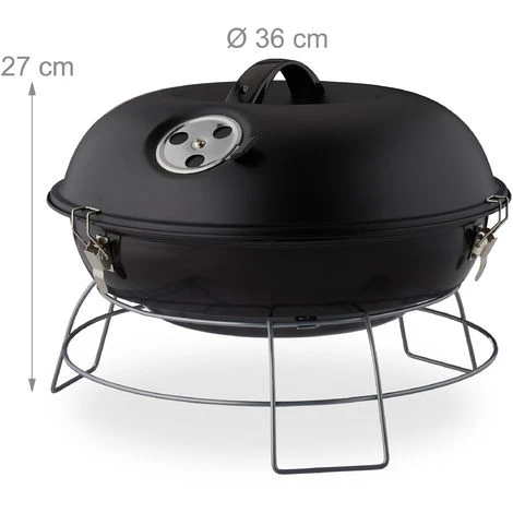 Relaxdays Barbecue A Sfera, Portatile, Con Coperchio, Ampia Superficie Di Cottura, Carbonella In Legno, Ø36cm, Nero 6 Relaxdays Barbecue A Sfera, Portatile, Con Coperchio, Ampia Superficie Di Cottura, Carbonella In Legno, Ø36cm, Nero - immagine 4