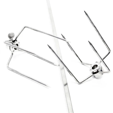 Spiedo Girarrosto Da Barbecue 97 Cm 230 V In Acciaio Inox Con 2 Forchettoni Rosticceria 4 Spiedo Girarrosto Da Barbecue 97 Cm 230 V In Acciaio Inox Con 2 Forchettoni Rosticceria - immagine 2