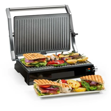Klarstein Buffalo Griglia A Contatto Paninimaker 2000 W Acciaio Argento/Nero 3 Klarstein Buffalo Griglia A Contatto Paninimaker 2000 W Acciaio Argento/Nero