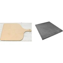 Set Per Preparare La Pizza In Pietra Lavica Teglia + Pala In Legno 38x30 CM -Barbecue Forniture Negozio 16166338 2
