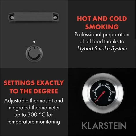 Klarstein Flintstone Affumicatore 1600 W Termometro Acciaio Inox Nero 5 Klarstein Flintstone Affumicatore 1600 W Termometro Acciaio Inox Nero - immagine 3