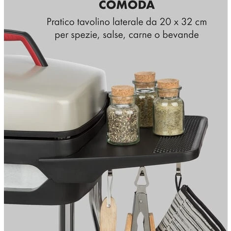 Klarstein Gatsby Grill Elettrico 2000W Superficie Barbecue Antiaderente Beige/nero 5 Klarstein Gatsby Grill Elettrico 2000W Superficie Barbecue Antiaderente Beige/nero - immagine 3