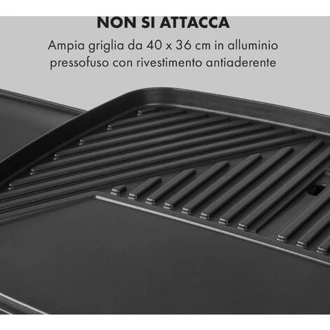 Klarstein Gatsby Grill Elettrico 2000W Superficie Barbecue Antiaderente Beige/nero 6 Klarstein Gatsby Grill Elettrico 2000W Superficie Barbecue Antiaderente Beige/nero - immagine 4