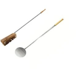 KIT SET PALA TONDA 18 SPAZZOLA PICCOLA PIZZA PIZZE FORNO A LEGNA 2 PEZZI PZ PALE