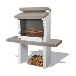 Barbecue In Muratura Sondrio Cm 140x59xh147,5 Kg 317 Carbonella E Legna