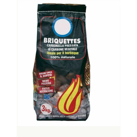 CARBONE CARBONELLA BRIQUETTE 3 KG CARBONE VEGETALE 100% NATURALE BARBECUE 50662V 3 KG (50662) 4 CARBONE CARBONELLA BRIQUETTE 3 KG CARBONE VEGETALE 100% NATURALE BARBECUE 50662V 3 KG (50662) - immagine 2
