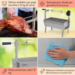 Klarstein Sauenland Mini, Griglia Con Girarrosto, 12kg Max., Acciaio Inox, 4W -Barbecue Forniture Negozio 27421858 5