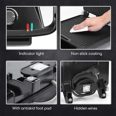 BISTECCHIERA PIASTRA GRIGLIA ELETTRICA TERMOSTATO REGOLABILE 2200W RISCALDAMENTO 5 BISTECCHIERA PIASTRA GRIGLIA ELETTRICA TERMOSTATO REGOLABILE 2200W RISCALDAMENTO - immagine 3