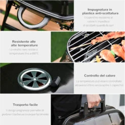 Outsunny Barbecue BBQ Grill Da Tavolo A Carbonella Portatile Pieghevole, Ferro, Nero, 59x43x36 Cm -Barbecue Forniture Negozio 28945998 5