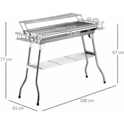 Outsunny Barbecue Acciaio Inox Gambe Pieghevoli 2 Griglie 100 X 43 X 68 Cm -Barbecue Forniture Negozio 28947176 3