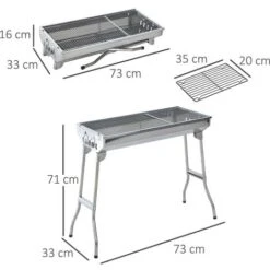 Outsunny Griglia Barbecue Portatile E Pieghevole In Acciaio Inox, 73x33x71cm -Barbecue Forniture Negozio 29809184 3