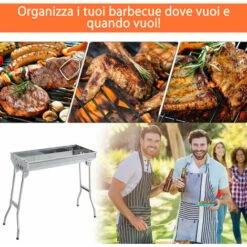 Outsunny Griglia Barbecue Portatile E Pieghevole In Acciaio Inox, 73x33x71cm -Barbecue Forniture Negozio 29809184 4
