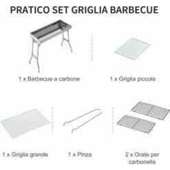 Outsunny Griglia Barbecue Portatile E Pieghevole In Acciaio Inox, 73x33x71cm -Barbecue Forniture Negozio 29809184 5