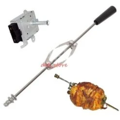 Kit Spiedo Asta Cm 70 Forchette+ Motore Elettrico Girarrosto Barbecue Bbq Camino