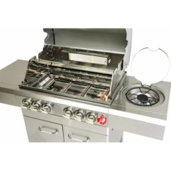 GREADEN- BBQ Grill Barbecue A Gas DÖNER 22KW IN ACCIAIO INOX- 4 FUOCHI + 1 KIT GIRARROSTO (Infrarossi E RADICE) + 1 LUCE LATERALE E Termometro, Incluso Griglia / Plancha + Coperchio -Barbecue Forniture Negozio 32399568 3