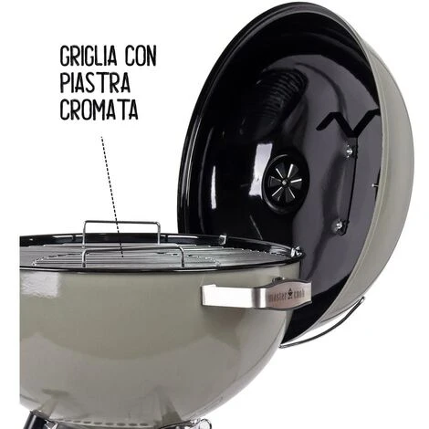 Mastercook - Barbecue A Carbonella Diametro Griglia 57 Cm, Barbecue Con Ruote E Coperchio, BBQ A Carbone Dotato Di Termometro E Sistema Raccogli Cenere, Altezza Griglia Da Terra 78 Cm Gold 5 Mastercook - Barbecue A Carbonella Diametro Griglia 57 Cm, Barbecue Con Ruote E Coperchio, BBQ A Carbone Dotato Di Termometro E Sistema Raccogli Cenere, Altezza Griglia Da Terra 78 Cm Gold - immagine 3