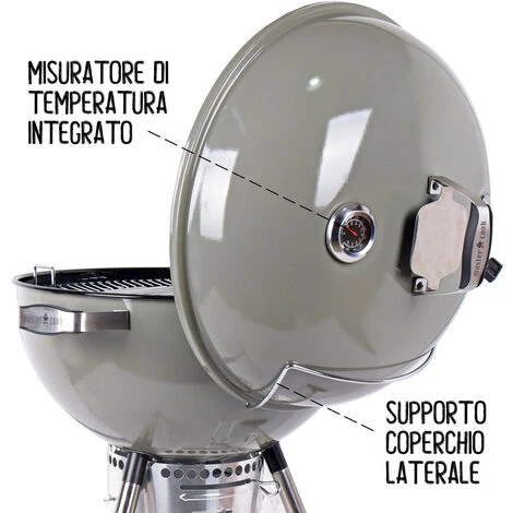 Mastercook - Barbecue A Carbonella Diametro Griglia 57 Cm, Barbecue Con Ruote E Coperchio, BBQ A Carbone Dotato Di Termometro E Sistema Raccogli Cenere, Altezza Griglia Da Terra 78 Cm Gold 7 Mastercook - Barbecue A Carbonella Diametro Griglia 57 Cm, Barbecue Con Ruote E Coperchio, BBQ A Carbone Dotato Di Termometro E Sistema Raccogli Cenere, Altezza Griglia Da Terra 78 Cm Gold - immagine 5