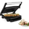 Piastra Per Panini Grill 2000W In Acciaio Inox Nero 30x24cm Con Blocco Sicurezza -Barbecue Forniture Negozio 32994011 1