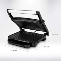 Piastra Per Panini Grill 2000W In Acciaio Inox Nero 30x24cm Con Blocco Sicurezza -Barbecue Forniture Negozio 32994011 3