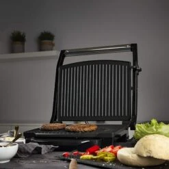 Piastra Per Panini Grill 2000W In Acciaio Inox Nero 30x24cm Con Blocco Sicurezza -Barbecue Forniture Negozio 32994011 5