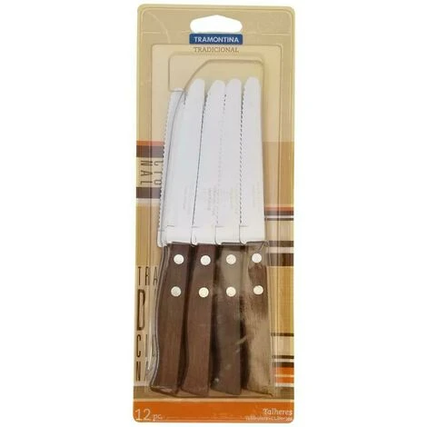 Coltelli Tramontina Manico Legno 12pz Punta Tonda 3 Coltelli Tramontina Manico Legno 12pz Punta Tonda