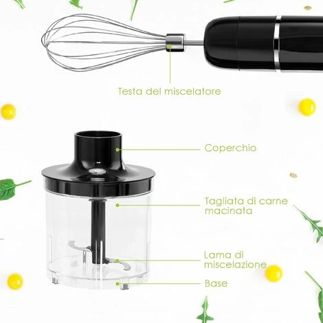 SET Frullatore Professionale Mixer Di Acciaio INOX Con Accessori, 2 Velocit¨¤, Teste Rimovibili 5 SET Frullatore Professionale Mixer Di Acciaio INOX Con Accessori, 2 Velocit¨¤, Teste Rimovibili - immagine 3