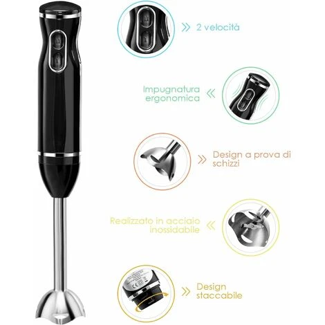 SET Frullatore Professionale Mixer Di Acciaio INOX Con Accessori, 2 Velocit¨¤, Teste Rimovibili 6 SET Frullatore Professionale Mixer Di Acciaio INOX Con Accessori, 2 Velocit¨¤, Teste Rimovibili - immagine 4