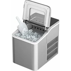 Macchina Del Ghiaccio Silenziosa, Fabbricatore Di Ghiaccio Per Uso Domestico, 12kg Al Giorno, Con Serbatoio Dell'Acquadi 1,6 Litri, Facile Da Usare, 30x22x29,5 Cm (Argento)