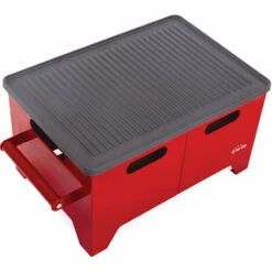 Barbecue A Biocombustibile Serbatoio 1,2L Senza Fumo In Acciaio Nero E Piastra Rettangolare In Ghisa PURLINE BB01