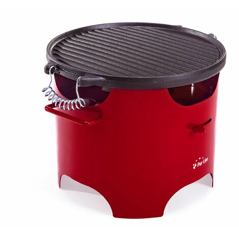 Barbecue A Biocombustibile Serbatoio 0,5L Senza Fumo In Acciaio Rosso E Piastra Tonda In Ghisa PURLINE BB03 3 Barbecue A Biocombustibile Serbatoio 0,5L Senza Fumo In Acciaio Rosso E Piastra Tonda In Ghisa PURLINE BB03