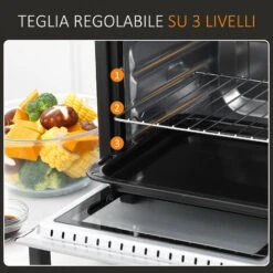 HOMCOM Fornetto Elettrico 16L Temperatura Regolabile E Timer, 3 Metodi Di Cottura E Accessori Inclusi, 44x32x28.1cm - Argento/Nero -Barbecue Forniture Negozio 42725635 5