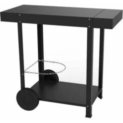 Carrello In Acciaio Verniciato A Polvere Nera Con Due Ripiani Eno