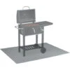 Relaxdays Tappeto Per Barbecue, Tappetino Ignifugo, Protezione Pavimento Sotto Grill BBQ, Esterno, 150x100 Cm, Argento