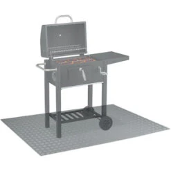 Relaxdays Tappeto Per Barbecue, Tappetino Ignifugo, Protezione Pavimento Sotto Grill BBQ, Esterno, 150x100 Cm, Argento