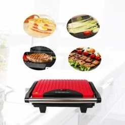 PIASTRA ELETTRICA PER PANINI GRILL SANDWICH 750W ROSSO AIGOSTAR -Barbecue Forniture Negozio 53598307 5