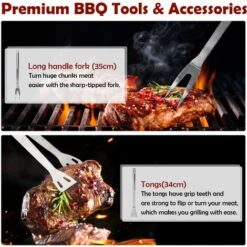 Todeco Kit Barbecue Per Barbecue, Set Di Attrezzi Per Barbecue, Con Custodia In Alluminio, 3 Utensili In Acciaio Inox, Materiale: Lega Di Alluminio, Materiale Della Scatola: Lega Di Alluminio -Barbecue Forniture Negozio 54376595 3
