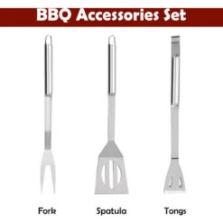 Todeco Kit Barbecue Per Barbecue, Set Di Attrezzi Per Barbecue, Con Custodia In Alluminio, 3 Utensili In Acciaio Inox, Materiale: Lega Di Alluminio, Materiale Della Scatola: Lega Di Alluminio -Barbecue Forniture Negozio 54376595 5