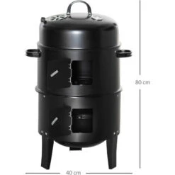 Outsunny Barbecue A Carbone 3 In 1 Con Coperchio, Termometro E 3 Livelli Indipendenti, In Acciaio Nero -Barbecue Forniture Negozio 54558151 3