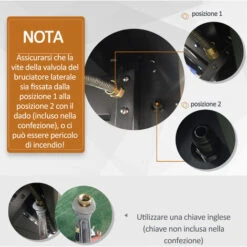 Outsunny Barbecue A Gas Con Coperchio, 4 Bruciatori Da 11.6kW, Fornello, Mensola E 2 Ruote, 110x50x100cm Nero -Barbecue Forniture Negozio 55054594 4