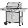 Outsunny Barbecue Gas Con Coperchio E 5 Bruciatori Da 15.2kW E 4 Ruote, 128x50x113cm -Barbecue Forniture Negozio 55054595 1