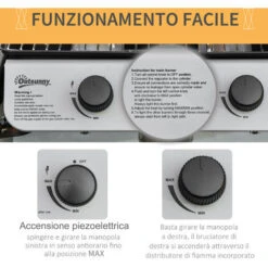 Outsunny Barbecue A Gas Con Coperchio, Bruciatori Da 5.6kW, BBQ E Ruote, 104x49x99cm -Barbecue Forniture Negozio 55292259 5