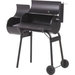 Barbecue A Carbonella Con Coperchio Rotelle E Affumicatore Termometro Nero Katla -Barbecue Forniture Negozio 55739326 4