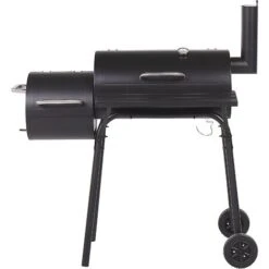 Barbecue A Carbonella Con Coperchio Rotelle E Affumicatore Termometro Nero Katla -Barbecue Forniture Negozio 55739326 5
