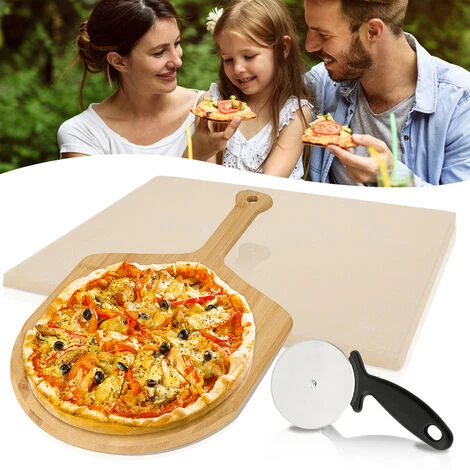 Randaco Pietra Per Pizza 1,5 Cm Di Spessore Pietra Per Pane Rettangolo Buccia Per Pizza In Legno Fiamme Da Forno Spatola Per Pizza In Legno, Naturale 7 Randaco Pietra Per Pizza 1,5 Cm Di Spessore Pietra Per Pane Rettangolo Buccia Per Pizza In Legno Fiamme Da Forno Spatola Per Pizza In Legno, Naturale - immagine 5