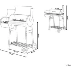 Barbecue A Carbonella Con Coperchio Rotelle E Affumicatore Termometro Nero Satah 9 Barbecue A Carbonella Con Coperchio Rotelle E Affumicatore Termometro Nero Satah -Barbecue Forniture Negozio 58571668 3