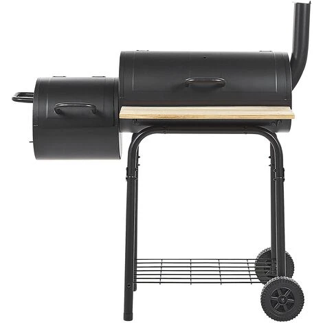 Barbecue A Carbonella Con Coperchio Rotelle E Affumicatore Termometro Nero Satah 6 Barbecue A Carbonella Con Coperchio Rotelle E Affumicatore Termometro Nero Satah - immagine 4