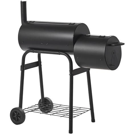 Barbecue A Carbonella Con Coperchio Rotelle E Affumicatore Termometro Nero Satah 7 Barbecue A Carbonella Con Coperchio Rotelle E Affumicatore Termometro Nero Satah - immagine 5
